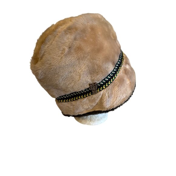 Vintage Faux Fur Hat With Braided Band Detail Grandpa Retro - Picture 3 of 5